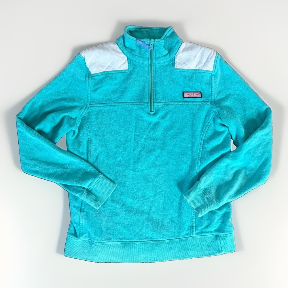 Womens Vineyard Vines 1/4-Zip "Shep Shirt" Fleece Pullover in an aqua / teal, XS